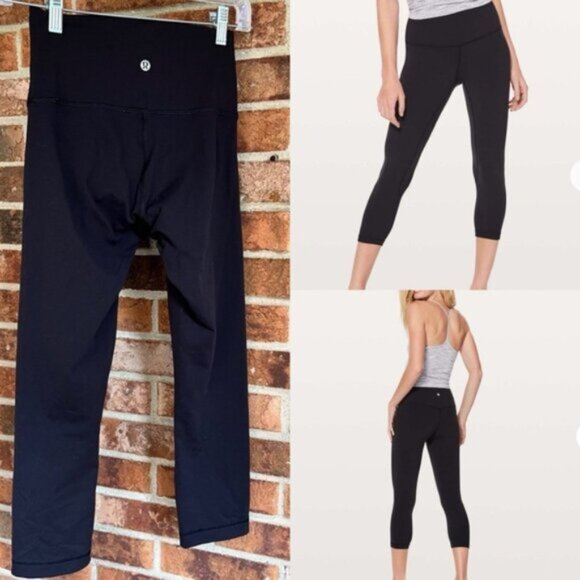 Lululemon  * Wunder Under Crop  pants leggins 21" Black EUC - Picture 1 of 12